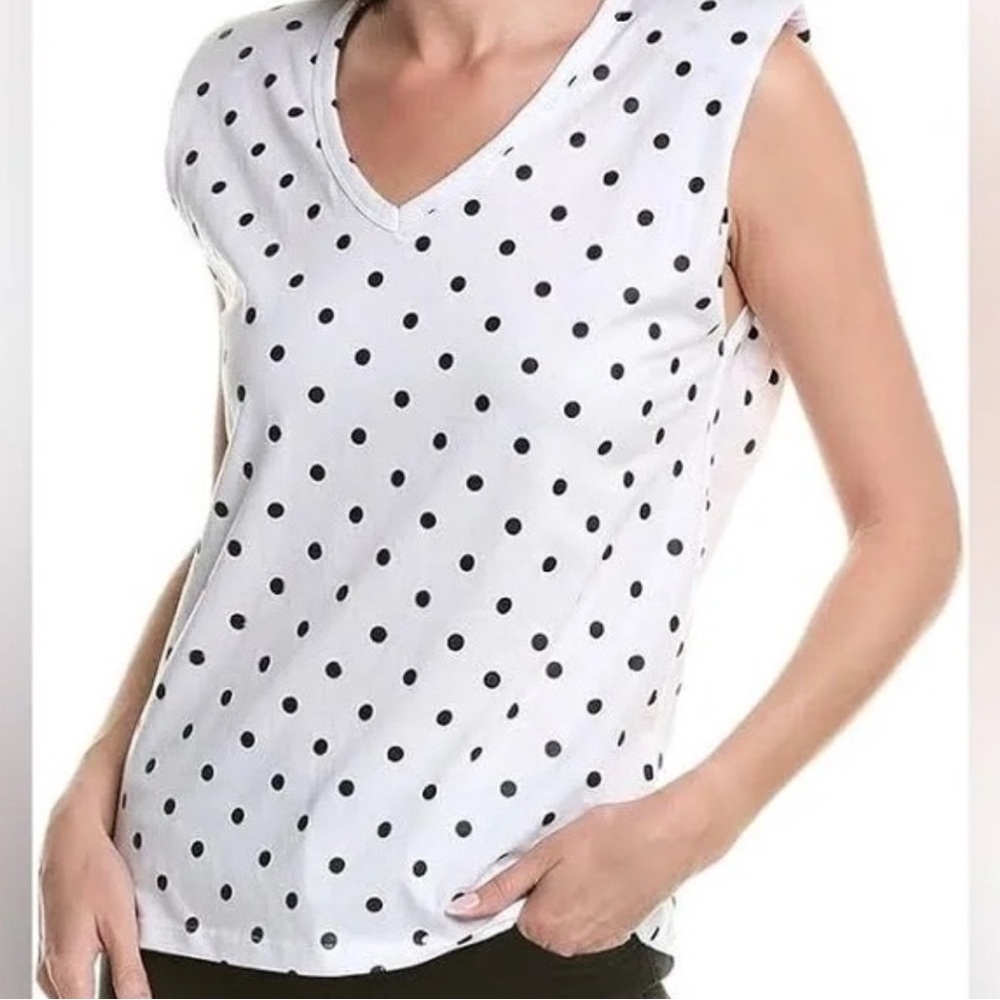 Blank NYC White and Black Polka Dot Muscle Tee